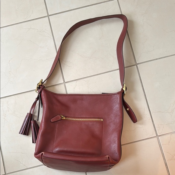 Coach Leather Shoulder Bag in Deep Red/Burgundy - Picture 2 of 6